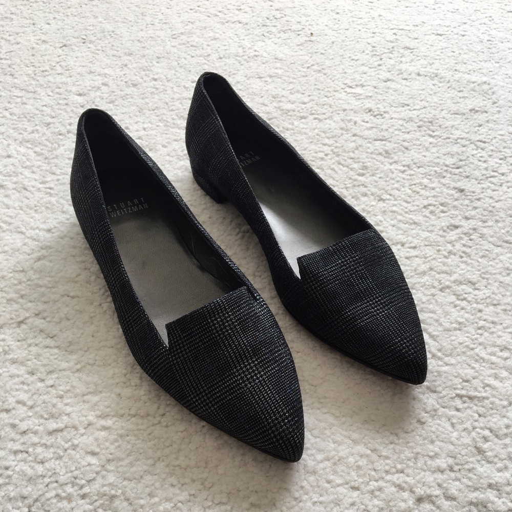 Stuart Weitzman navy black work pointed flats 6